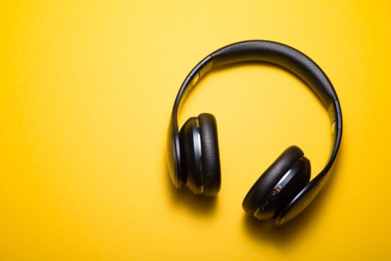 Headphones and a yellow background