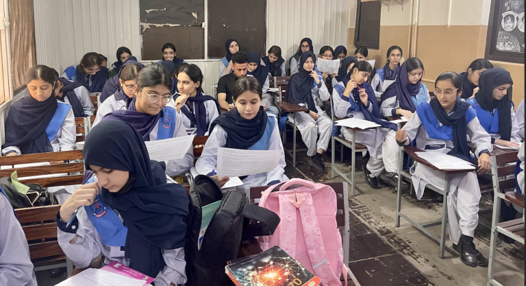 Classroom full of girls reading