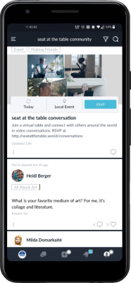 A screenshot of a mobile phone with the Seat at the Table app